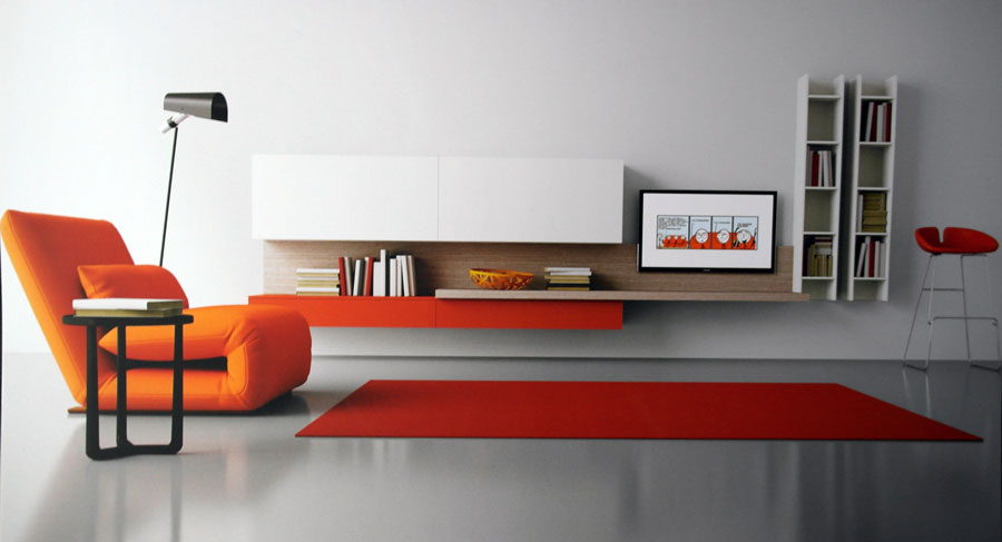 Salón blanco y naranja