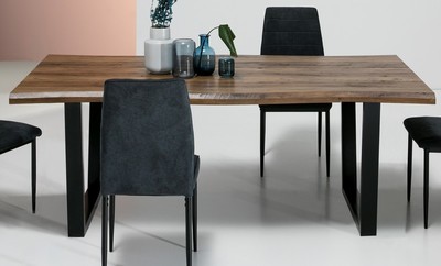 Mesa de comedor tapa nogal fija 100x200