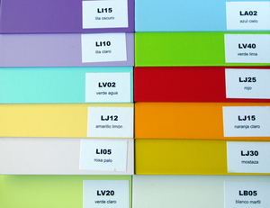 Colores de laca disponibles